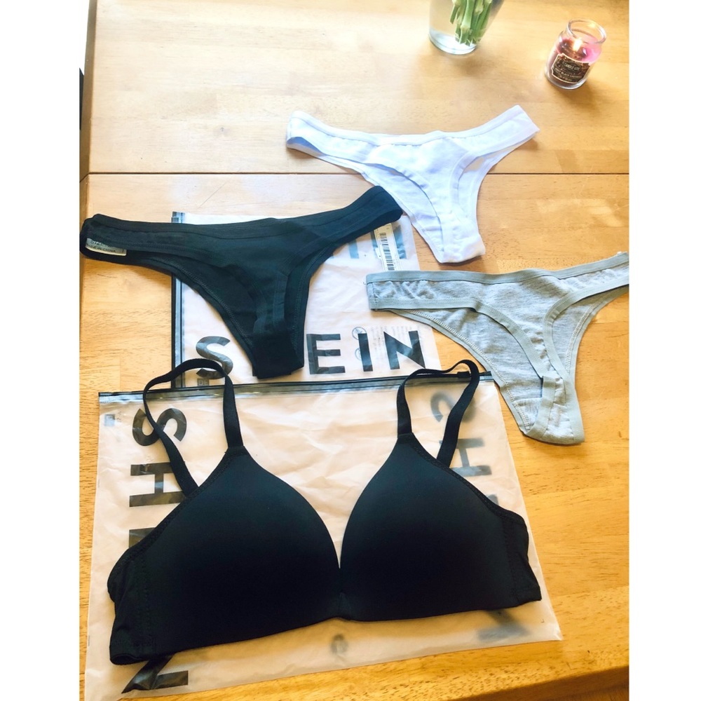 NWT Shein 3 Pack Thong Panty & Seamless Bra Set